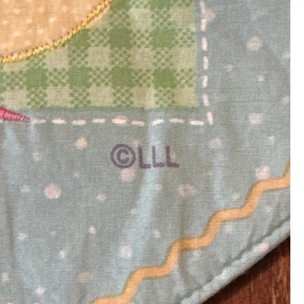 Happy Easter Quilted Table Runner Blue Polka Dot Bunny Chick‎ Eggs 13x36 LLL